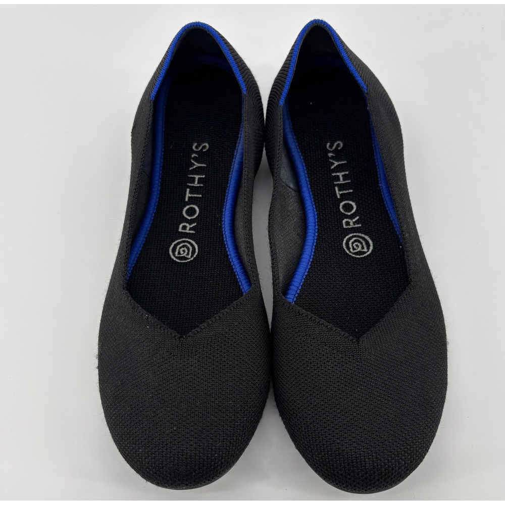 Rothy's The Flat Shoes Womens Size 8 Black Knit Ballet Flats Washable Casual